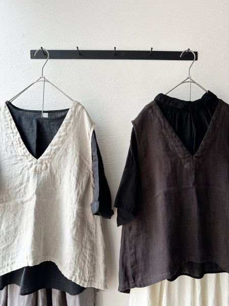 画像4: prit 60/1 フレンチリネン平織 5分袖プルオーバー (4)