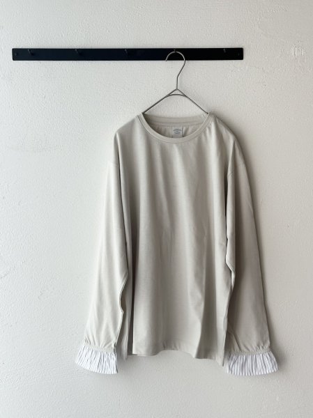 画像3: nouvelles du paradis トロワ天竺　袖口フリルストライプ【クリックポスト（185円）発送可能】 (3)