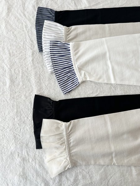 画像8: nouvelles du paradis トロワ天竺　袖口フリルストライプ【クリックポスト（185円）発送可能】 (8)