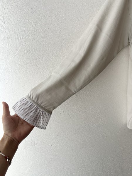 画像7: nouvelles du paradis トロワ天竺　袖口フリルストライプ【クリックポスト（185円）発送可能】 (7)