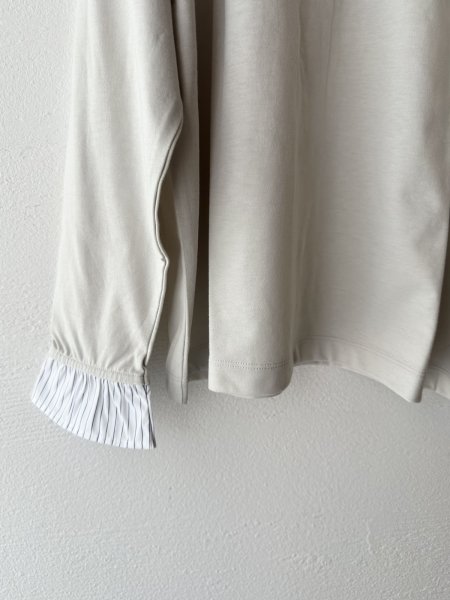 画像5: nouvelles du paradis トロワ天竺　袖口フリルストライプ【クリックポスト（185円）発送可能】 (5)