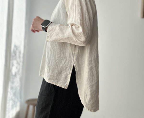 画像13: Luminaes 60コルトレイクリネン ロングプルオーバー (13)