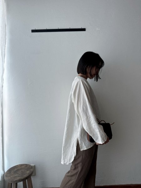 画像1: Luminaes 60コルトレイクリネン ロングプルオーバー (1)