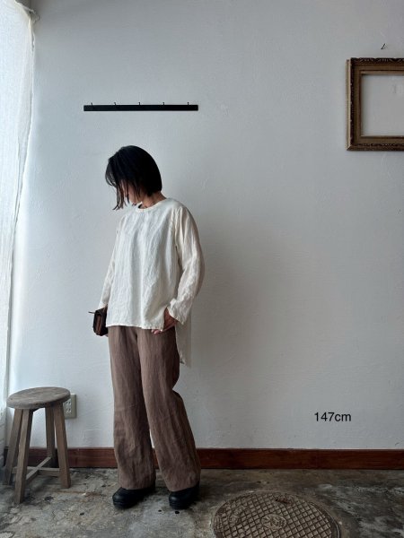 画像2: Luminaes 60コルトレイクリネン ロングプルオーバー (2)