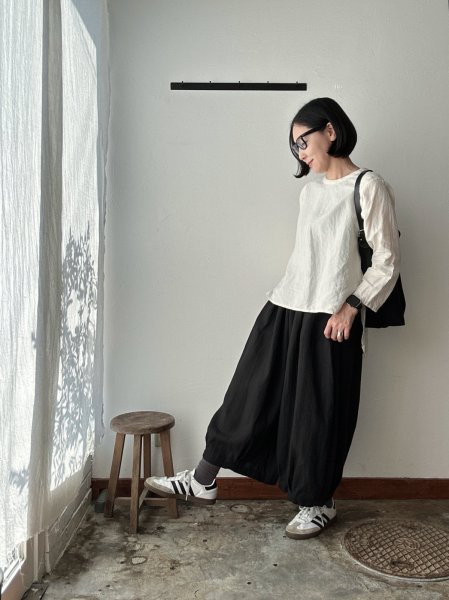 画像2: Luminaes コルトレイクリネン タックボリュームPT (2)