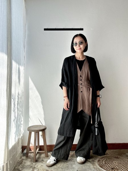 画像3: Luminaes 手染めリネン ローブカーディガン (3)