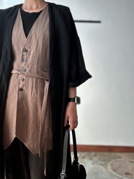 画像2: Luminaes 手染めリネン ローブカーディガン (2)