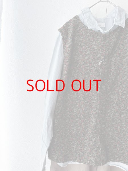 画像1: prit 40/1キャラメルコール小花プリント 2wayベスト 【クリックポスト（185円）発送可能】 (1)