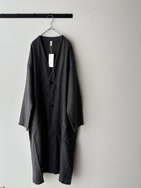 画像6: prit 25/1フレンチリネンツイル起毛 ノーカラーコート (6)