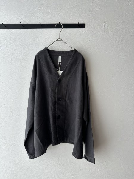 画像3: prit 25/1フレンチリネンツイル起毛 ノーカラージャケット (3)