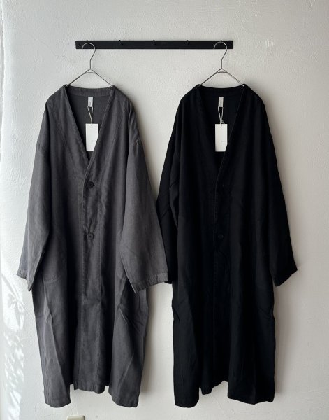 画像4: prit 25/1フレンチリネンツイル起毛 ノーカラーコート (4)