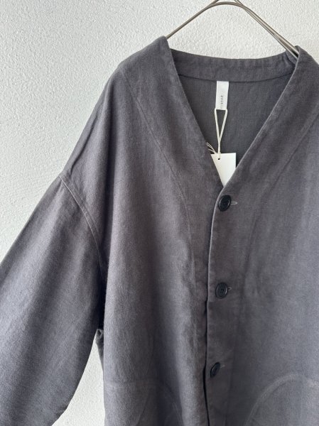 画像7: prit 25/1フレンチリネンツイル起毛 ノーカラージャケット (7)