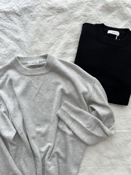 画像1: prit 2/30スーパーファインメリノウールコットン9G天竺編み Vガゼットワイドプルオーバー (1)