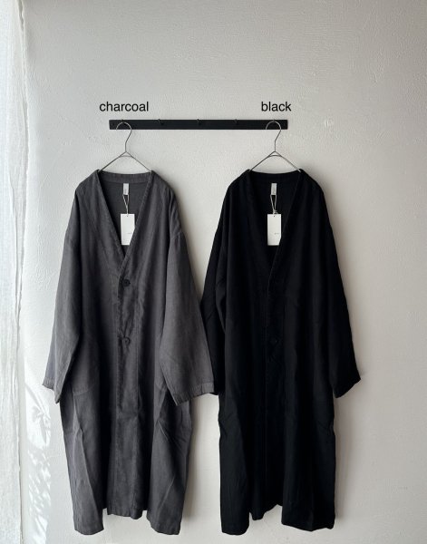 画像5: prit 25/1フレンチリネンツイル起毛 ノーカラーコート (5)