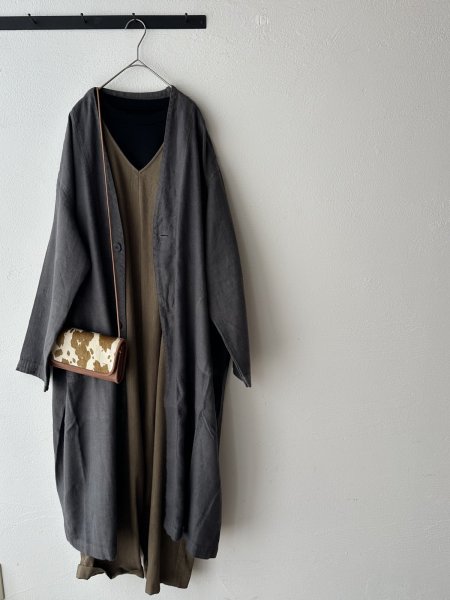 画像3: prit 25/1フレンチリネンツイル起毛 ノーカラーコート (3)