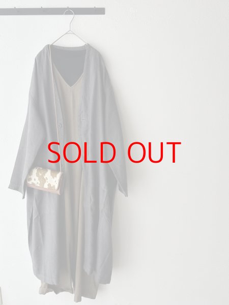 画像3: prit 25/1フレンチリネンツイル起毛 ノーカラーコート (3)