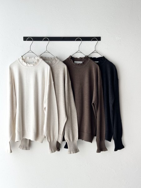 画像1: nouvelles du paradis ムーコットンフリルハイネック (1)