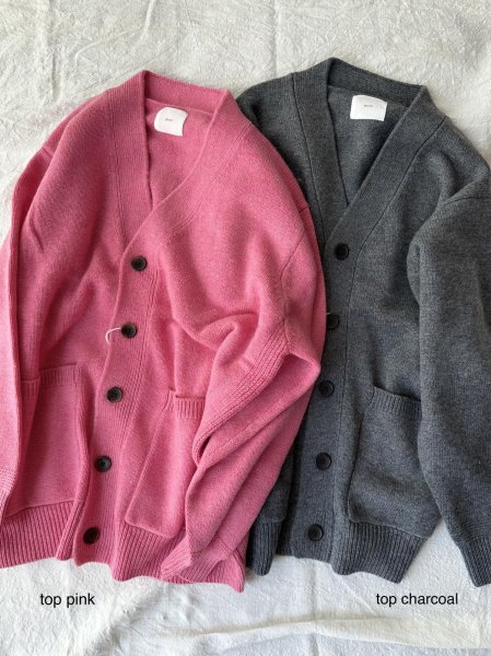 画像6: prit 2/15ラムウール5G天竺編み Vネックワイドカーディガン (6)