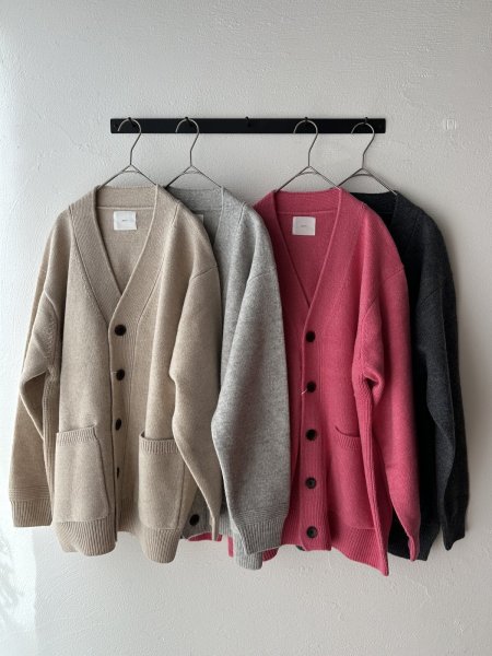 画像1: prit 2/15ラムウール5G天竺編み Vネックワイドカーディガン (1)