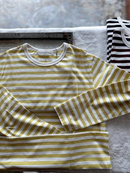 画像1: nouvelles du paradis トロワ天竺ボーダー クルーT (1)