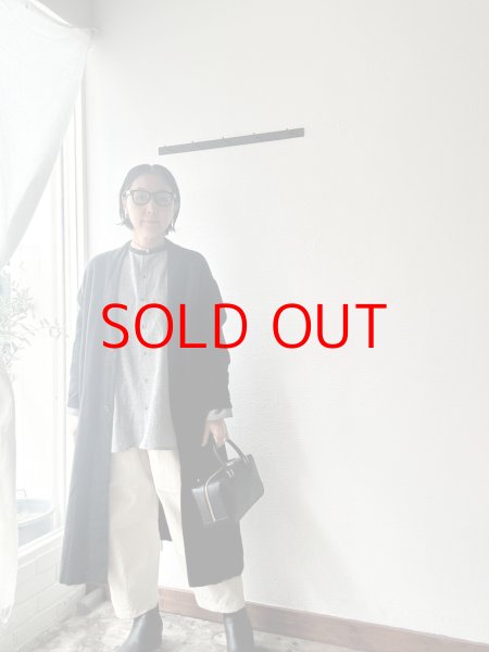 画像1: prit 25/1フレンチリネンツイル起毛 ノーカラーコート (1)