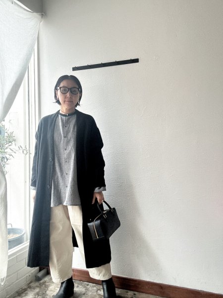 画像4: Luminaes 綿麻千鳥 バイカラーロングシャツ (4)