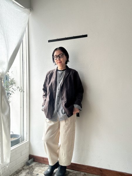 画像3: Luminaes 綿麻千鳥 バイカラーロングシャツ (3)