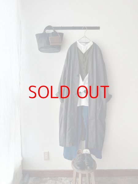 画像2: prit 25/1フレンチリネンツイル起毛 ノーカラーコート (2)