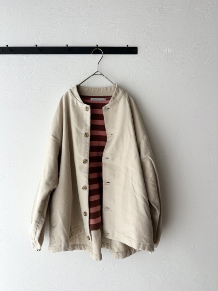 画像1: prit 甘撚ドビースエード起毛 ネルカラー裾ヒモショートブルゾン (1)