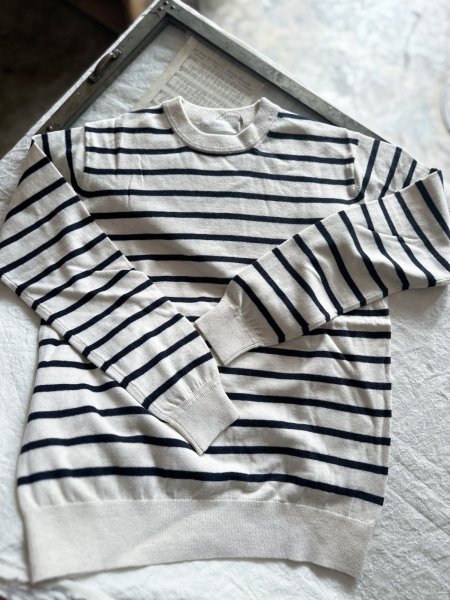 画像1: nouvelles du paradis ムーコットン ボーダークルーネックニット (1)