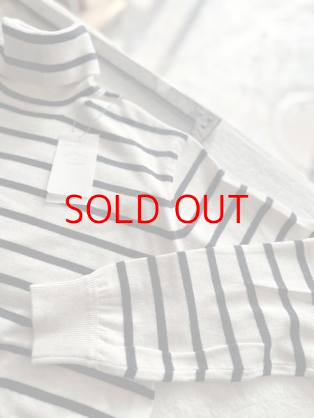 画像1: nouvelles du paradis ムーコットン ボーダータートルニット (1)