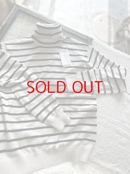 画像2: nouvelles du paradis ムーコットン ボーダータートルニット (2)