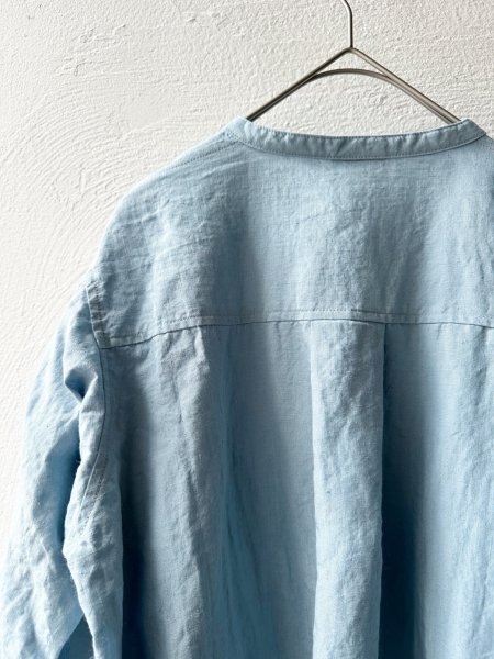 画像9: Luminaes 60コルトレイクリネン バンドカラーシャツ (9)