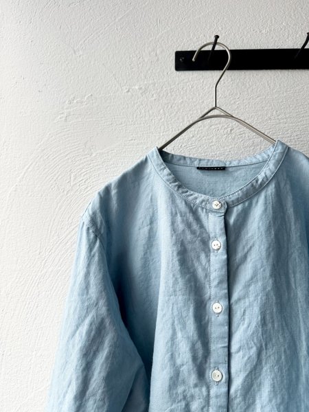 画像8: Luminaes 60コルトレイクリネン バンドカラーシャツ (8)