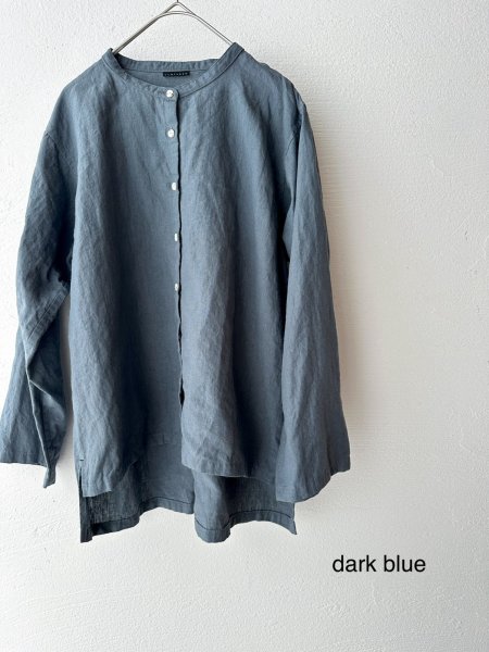 画像12: Luminaes 60コルトレイクリネン バンドカラーシャツ (12)