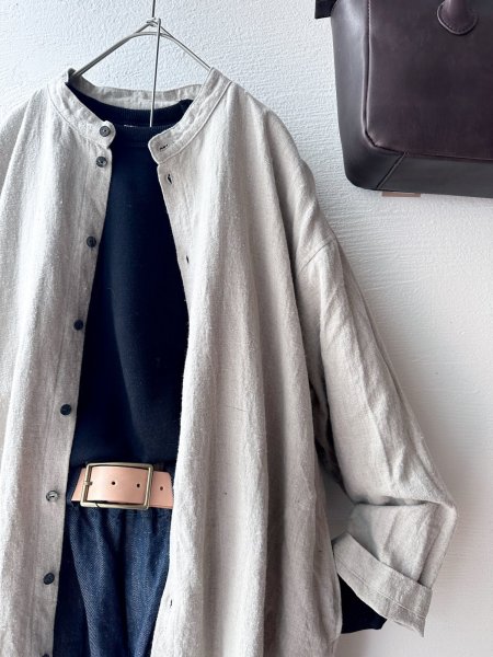 画像2: Luminaes 起毛リネン シャツワンピース (2)