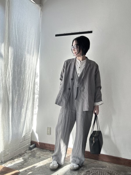 画像2: Luminaes コルトレイクリネン ロングジャケット (2)