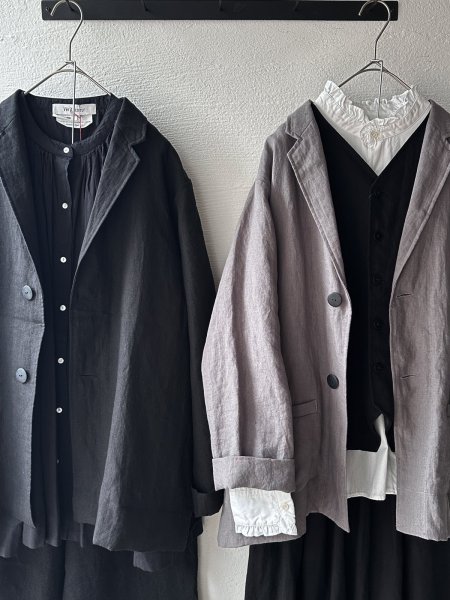 画像4: nouvelles du paradis ストライプクロス&アメリカンブロードクロス フリルブラウス【クリックポスト（185円）発送可能】 (4)