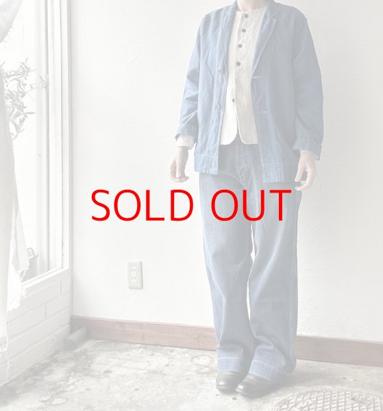 画像3: Luminaes 藍染リネンロングジャケット (3)