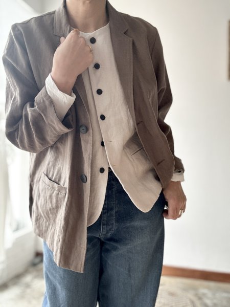 画像7: Luminaes コルトレイクリネン ロングジャケット (7)