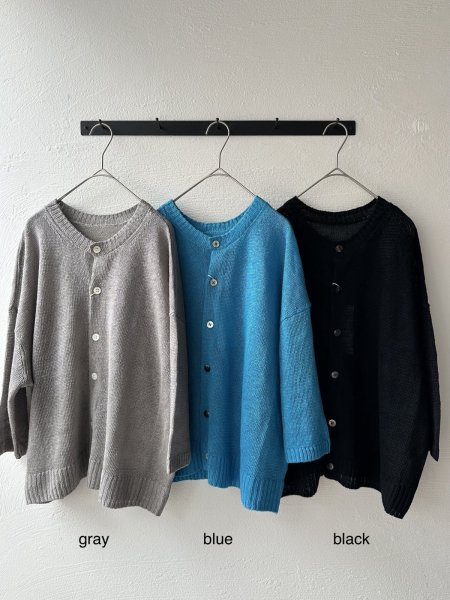 画像3: prit 2/24リネン7G天竺編み 2way7分袖ワイドカーディガン (3)