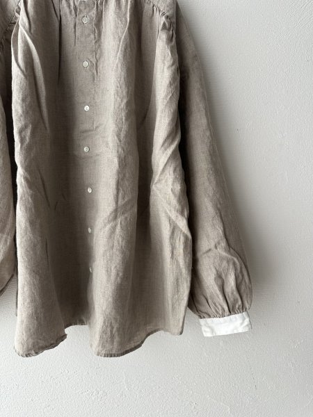 画像7: prit 60/1フレンチリネンキャンバス クレリックギャザーブラウス (7)