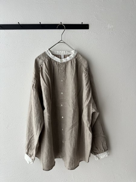 画像3: prit 60/1フレンチリネンキャンバス クレリックギャザーブラウス (3)