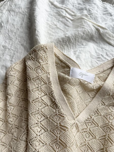 画像9: grin コットンレースニット ポンチョベスト (9)