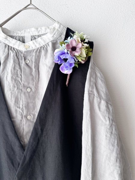 画像8: prit 60/1フレンチリネンキャンバス クレリックギャザーブラウス (8)