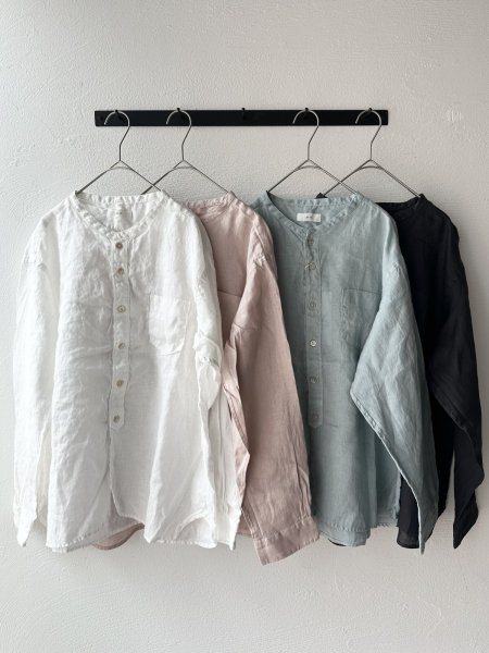 画像1: prit 60/1フレンチリネン バンドカラーワイドシャツ (1)