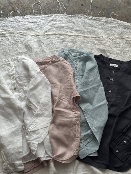 画像2: prit 60/1フレンチリネン バンドカラーワイドシャツ (2)