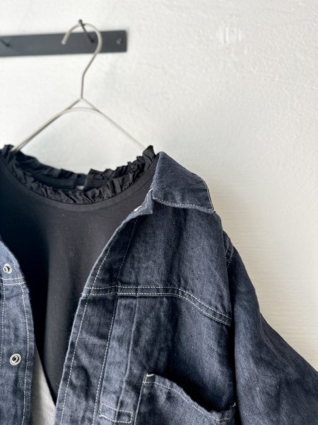 画像1: grin 40/2天竺 × 布帛 フリルPO【クリックポスト（185円）発送可能】 (1)