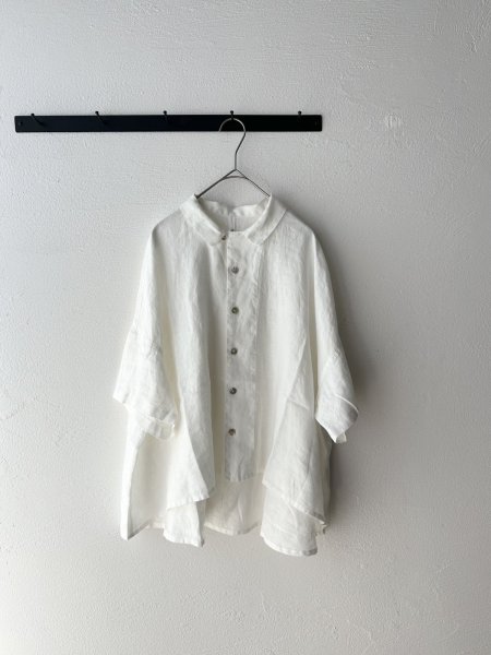 画像1: grin 40リネンスクエア6分袖シャツ (1)