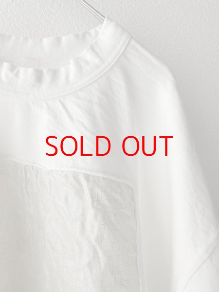 画像3: prit 17/1空紡天竺×40/1リネン箔プリント 5分袖フレームＴシャツ (3)